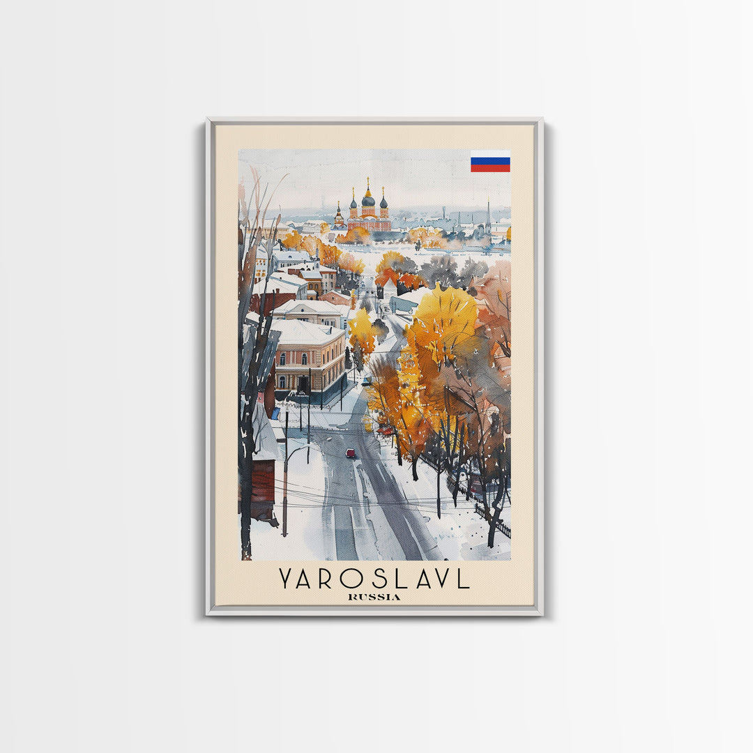 Yaroslavl Russia Travel Poster Framed Canvas Print, Watercolor Painting, Scenic Wall Art, Home Decor, Russian Landscape, Perfect Gift Idea