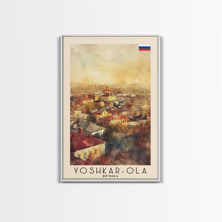 Yoshkar-Ola Russia Travel Poster Framed Canvas Print, Watercolor Painting, Urban Wall Art, Home Decor, Russian Cityscape, Gift for Her