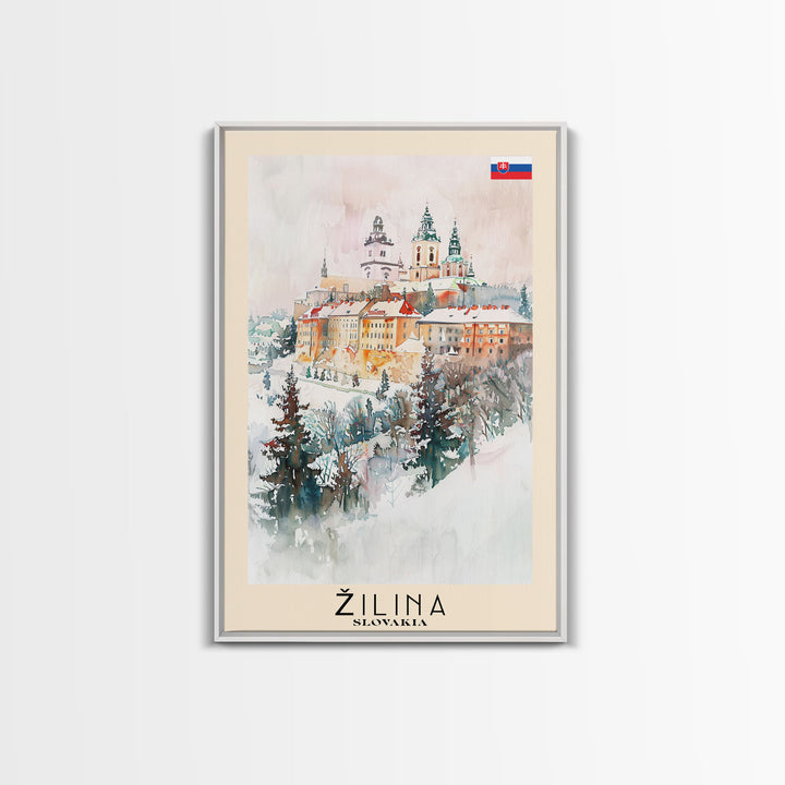 Žilina Slovakia Winter Wonderland Art Print, Charming Town Canvas Print for Home Decor, Travel Poster for Living Room Wall Art, Slovakian Scene