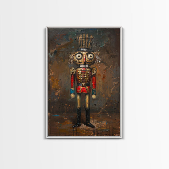 This Nutcracker has seen some things, framed canvas print, halloween decor, spooky season