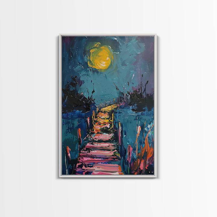 The Hauntd Dock, Cottage Core Halloween Mashup Framed Canvas Print, Spook Vibes Wall Art, Halloween Decor, Home Decor Wall Art