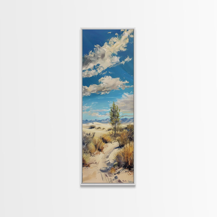 Western Mountain Landscape Canvas Painting Framed, Tall and Narrow Wall Art, Coastal Art Print for Office, Beach Landscape Art, Modern Art