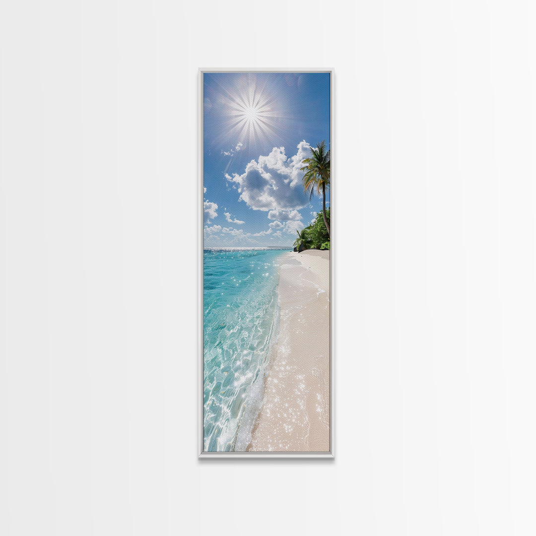 Tranquil Crystal Clear Ocean Water and Sky Landscape Photography, Stunning Framed Canvas Print for Beach Themed Wall Art Lovers