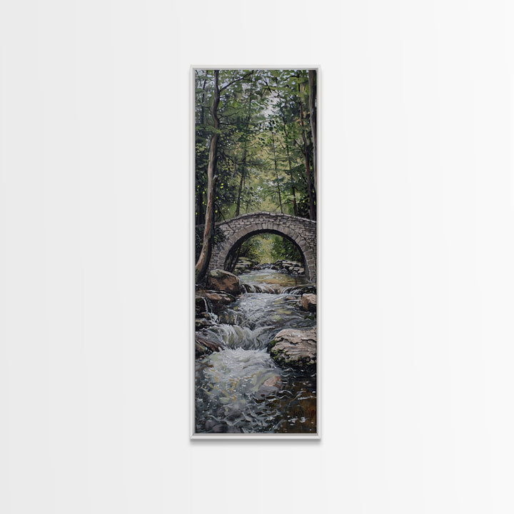 The Autumn Bridge, Framed Canvas print, New England Landscape Painting Print, Wall Art, Home Decor