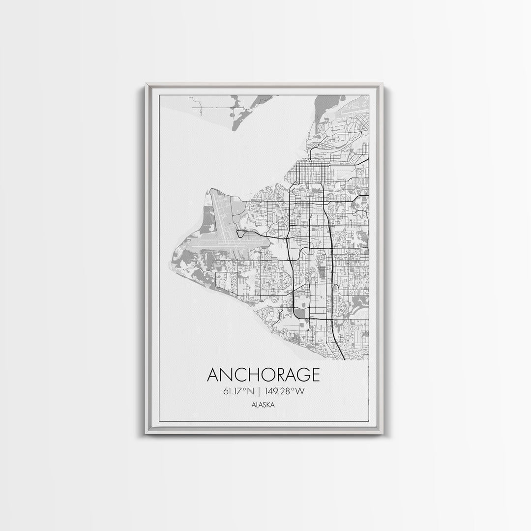 Anchorage Street Map, Alaska Map, Travel Wall Art, City Map Wall Art, Bedroom Art, Modern Art, Wall Art, Canvas Print, Canvas Wall Art