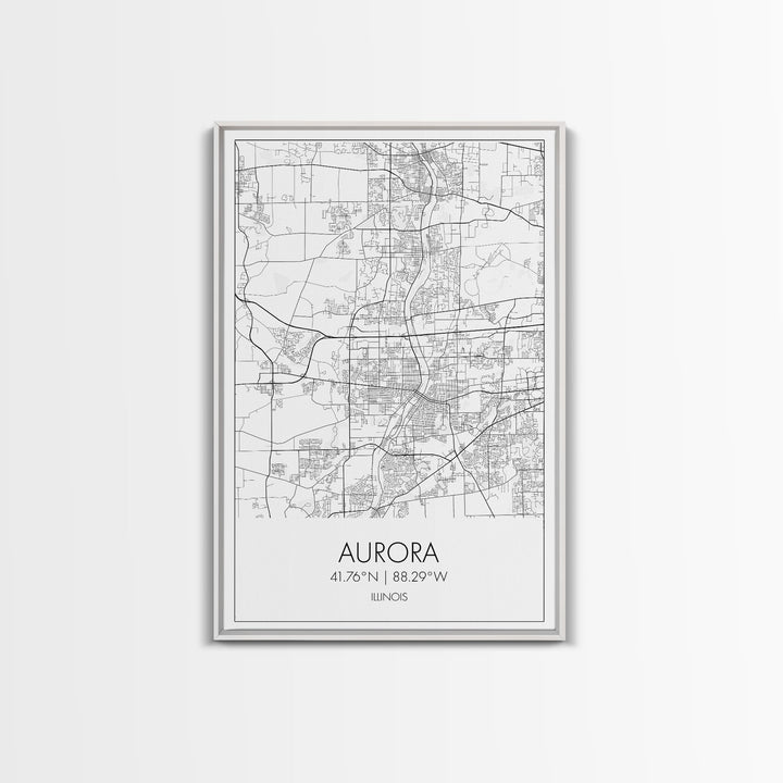 Aurora Street Map, Illinois Map, City Map Wall Art, Daughter Gift, Travel Map, Minimalist Art, Wall Art, Canvas Print, Canvas Wall Art