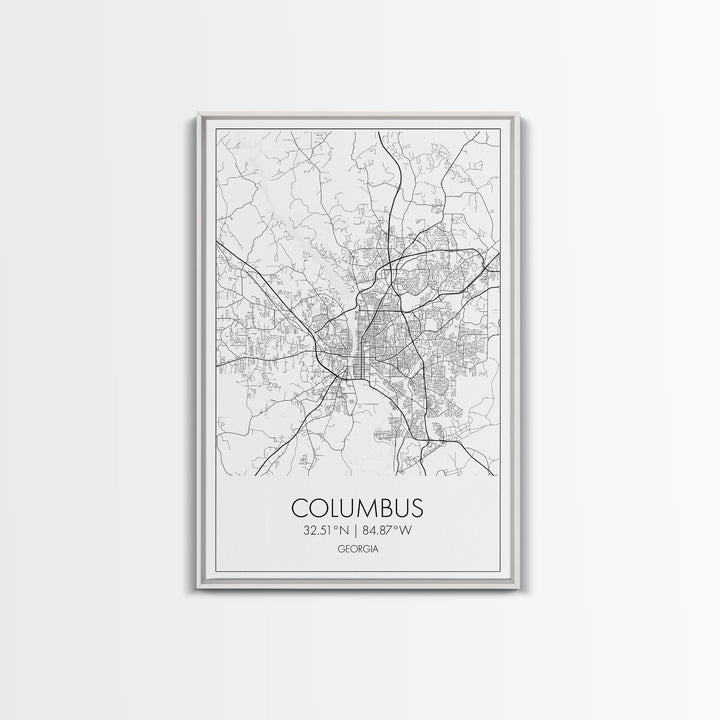 Columbus Street Map, Georgia Map, City Map Art, Minimalist Art, Wall Art, Canvas Print, Canvas Wall Art, City Wall Art, Travel Wall Print