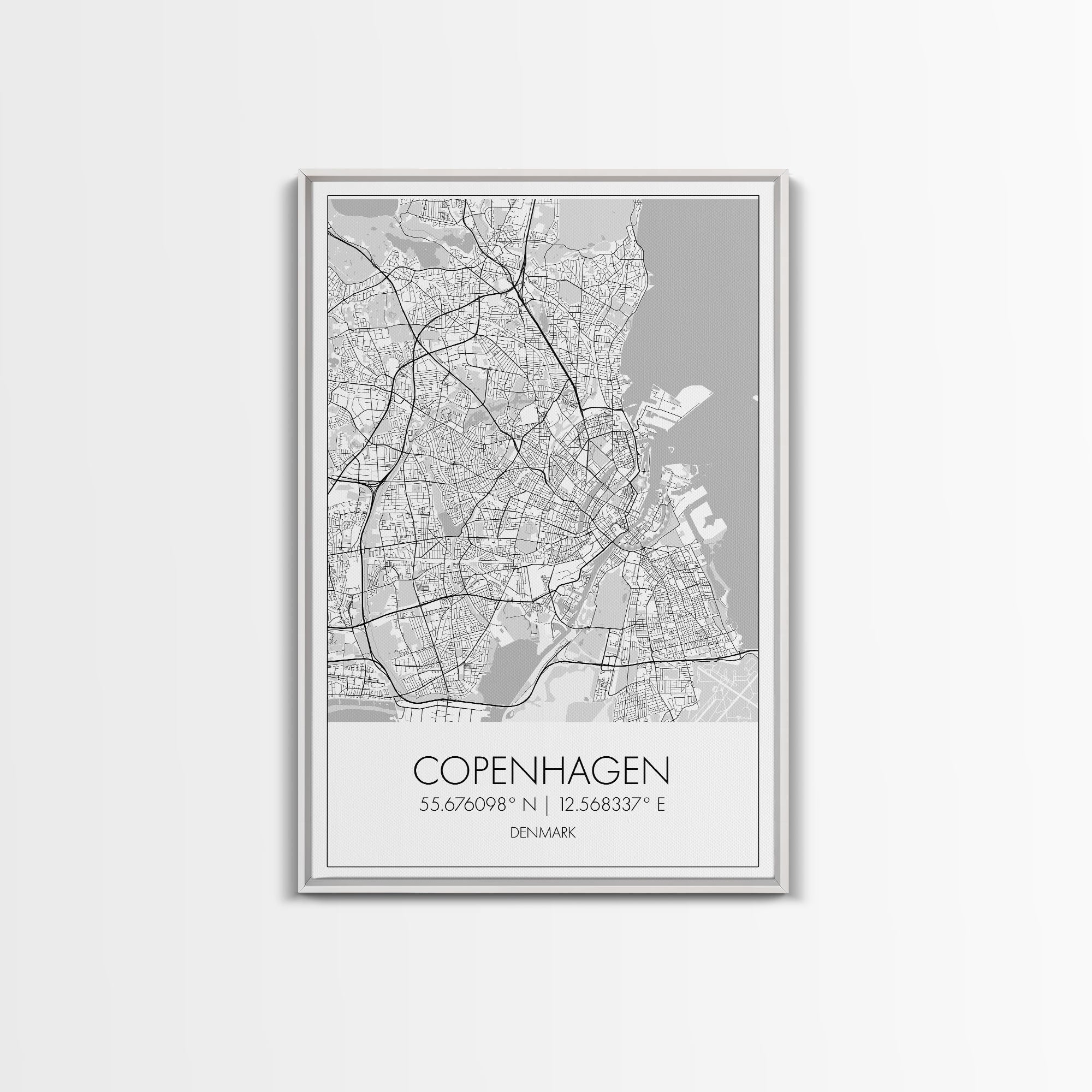 Copenhagen Street Map, Denmark Map, Europe City Map Art, Minimalist Art, Wall Art, Canvas Print, Travel Wall Art, Pilots Gift. Home Décor