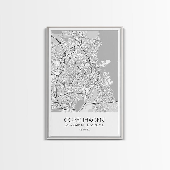 Copenhagen Street Map, Denmark Map, Europe City Map Art, Minimalist Art, Wall Art, Canvas Print, Travel Wall Art, Pilots Gift. Home Décor