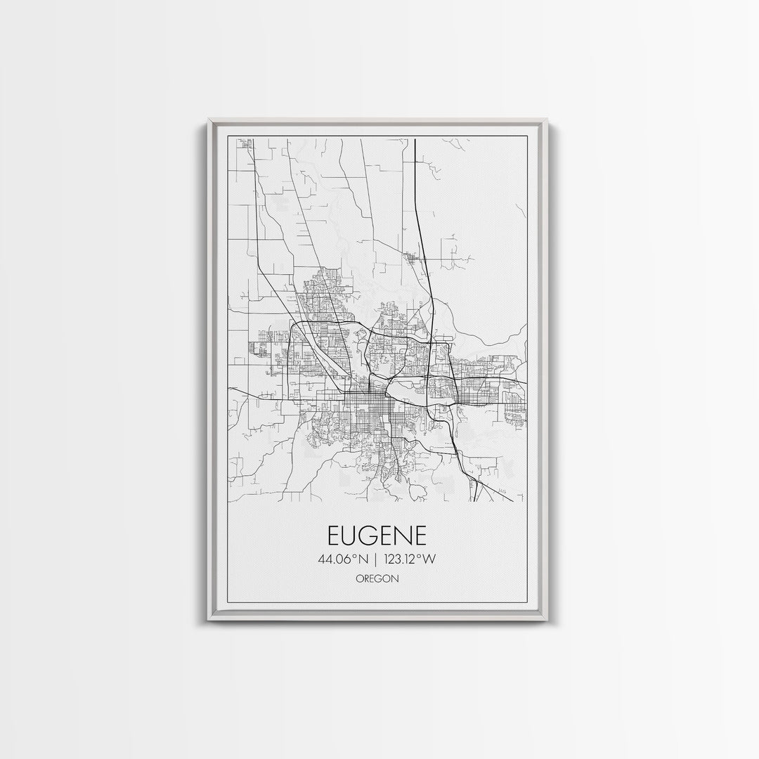 Eugene Street Map, Oregon Map, City Map Art, Minimalist Art, Wall Art, Canvas Print, Traveler Gift, Home Office Wall Art, Travel Décor