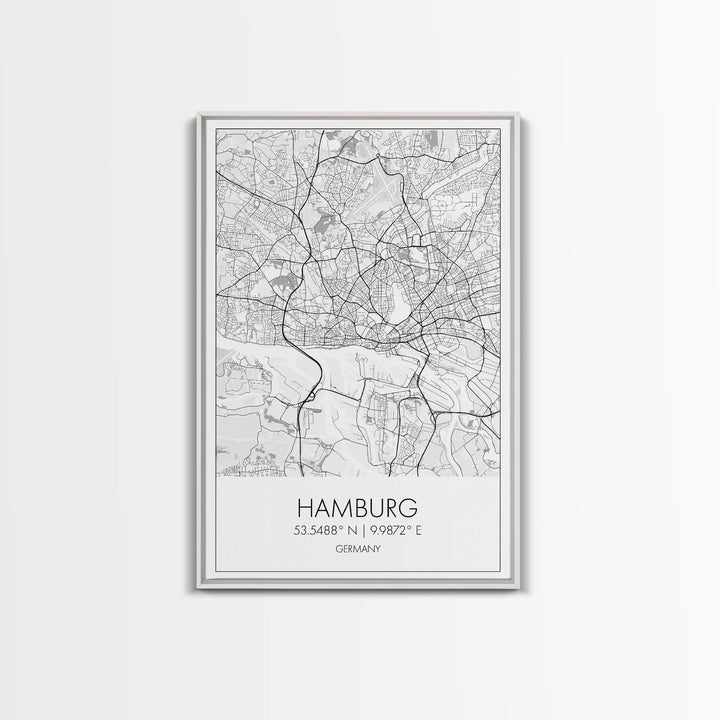 Hamburg Street Map, Germany Map, City Map Art, Minimalist Art, Wall Art, Canvas Print, Travel Wall Print, Gift For Traveler, Unique Art