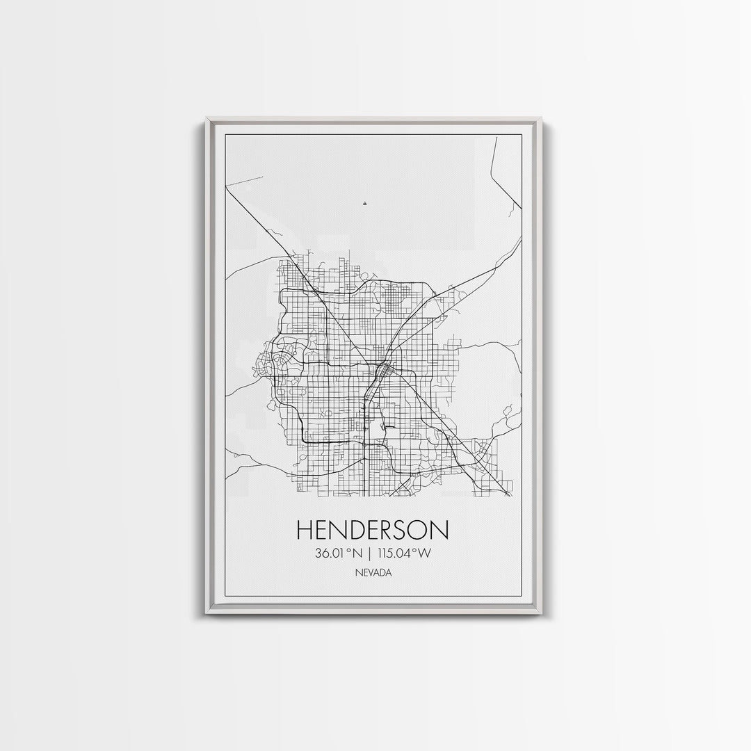 Henderson Street Map, Nevada Map, City Map Art, Minimalist Wall Art, Wall Art, Canvas Print, Gifts For Her, Travel Art, Man Cave Art,