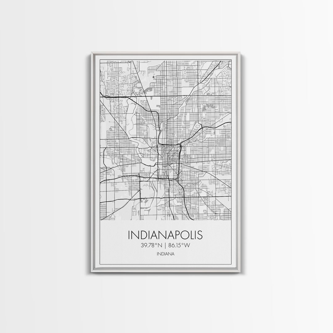 Indianapolis Street Map, Indiana Map, City Map Art, Minimalist Art, Wall Art, Canvas Print, Travel Wall Art, Gifts For Him, Living Room Art