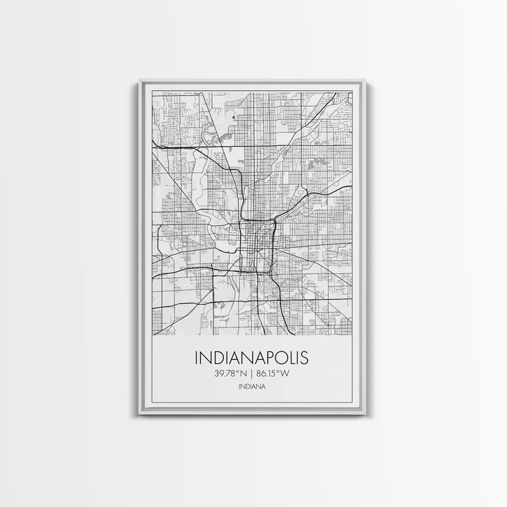 Indianapolis Street Map, Indiana Map, City Map Art, Minimalist Art, Wall Art, Canvas Print, Travel Wall Art, Gifts For Him, Living Room Art