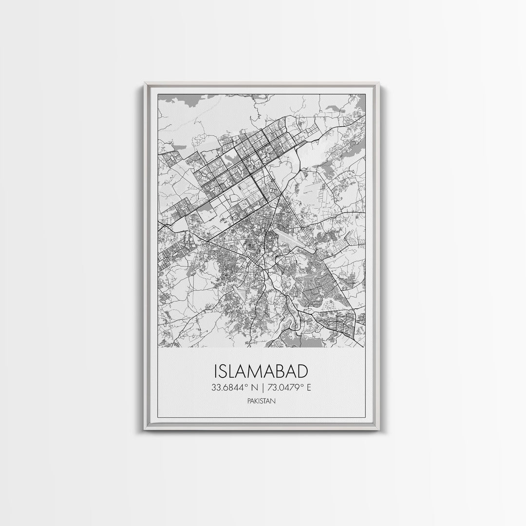 Islamabad Street Map, Pakistan Map, City Map Art, Minimalist Art, Wall Art, Canvas Print, Travel Lover Gift, Living Room Art, Travel Prints