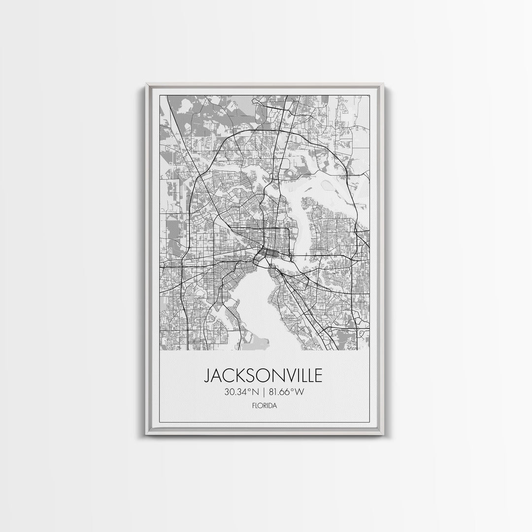 Jacksonville Street Map, Florida Map, City Map Art, Minimalist Art, Wall Art, Canvas Print, Travel Art, Home Wall Art, Travel Gifts For Men