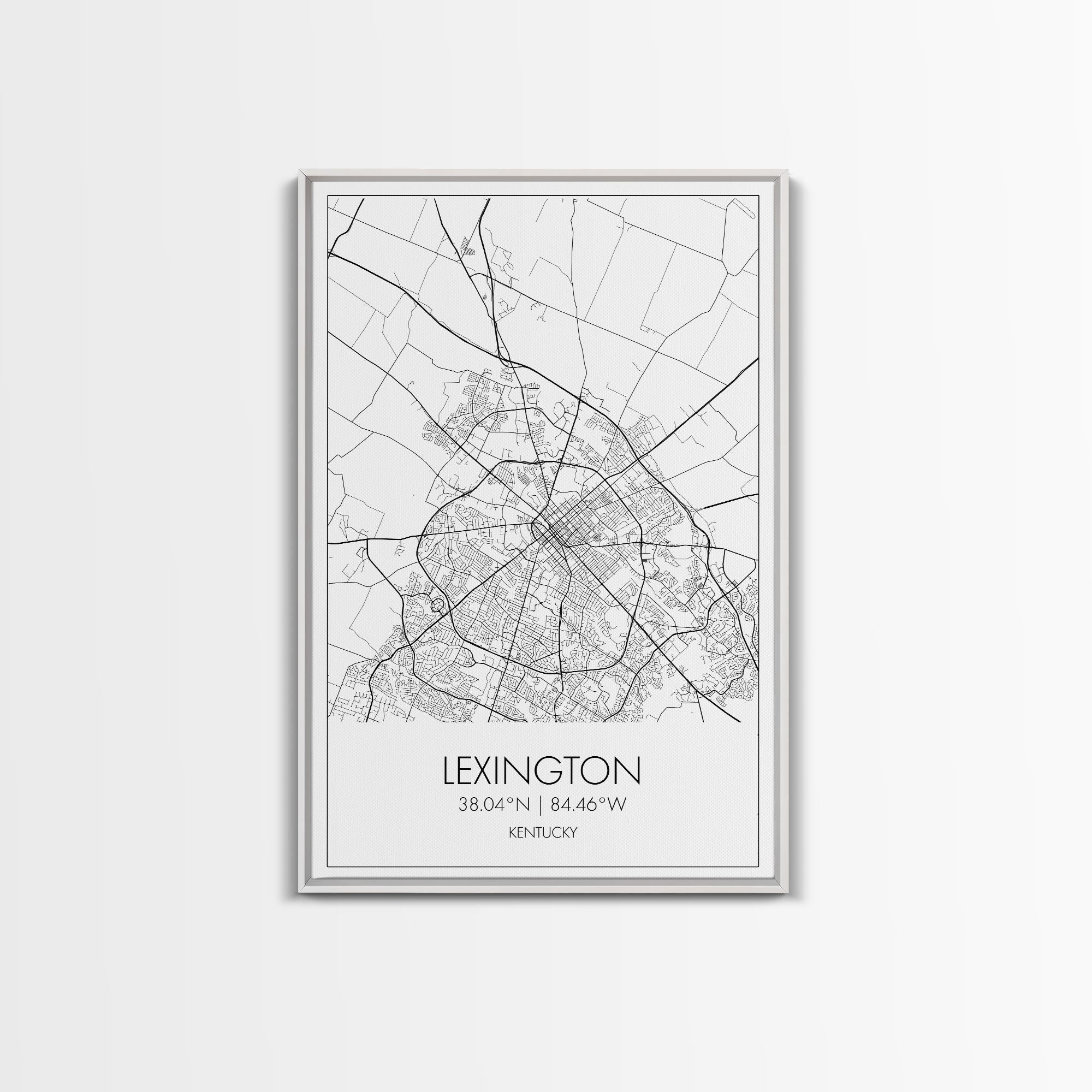Lexington Street Map, Kentucky Map, City Map Art, Modern Wall Art, Wall Art, Canvas Print, Travel Wall Art, Dorm Room Décor, Engagement Gift