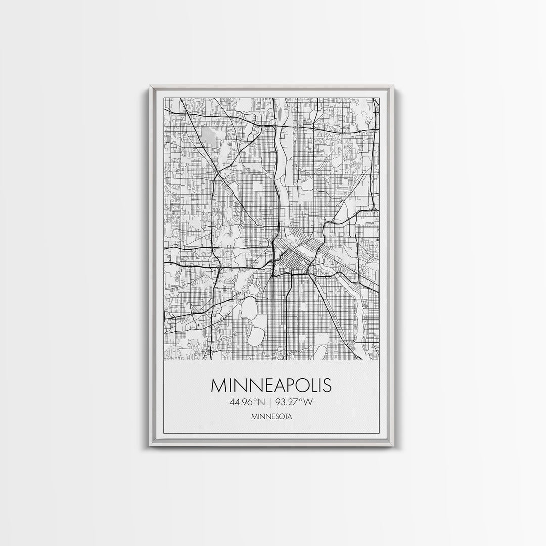 Minneapolis Street Map, Minnesota Map, City Map Art, Modern Art, Wall Art, Canvas Print, Travel Print, Master Bedroom Art, Graduation Gift