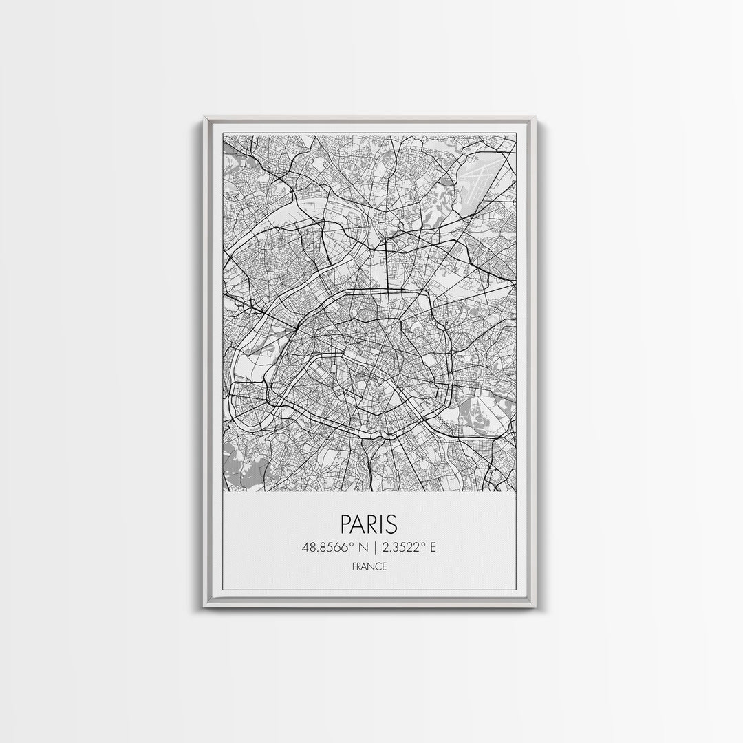 Paris Street Map, France Map, Europe City Map Art, Minimalist Art, Wall Art, Canvas Print, Bedroom Art, Gift For Traveler, Travel Wall Print