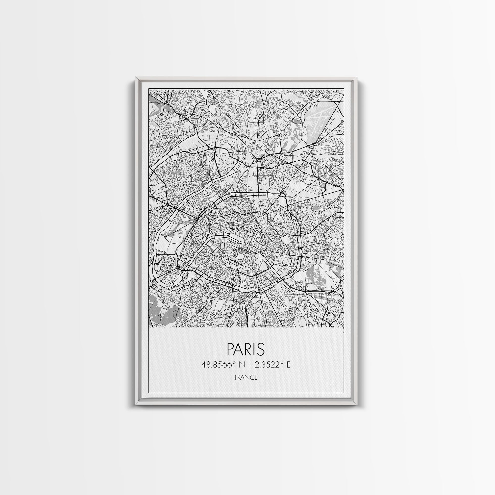 Paris Street Map, France Map, Europe City Map Art, Minimalist Art, Wall Art, Canvas Print, Bedroom Art, Gift For Traveler, Travel Wall Print