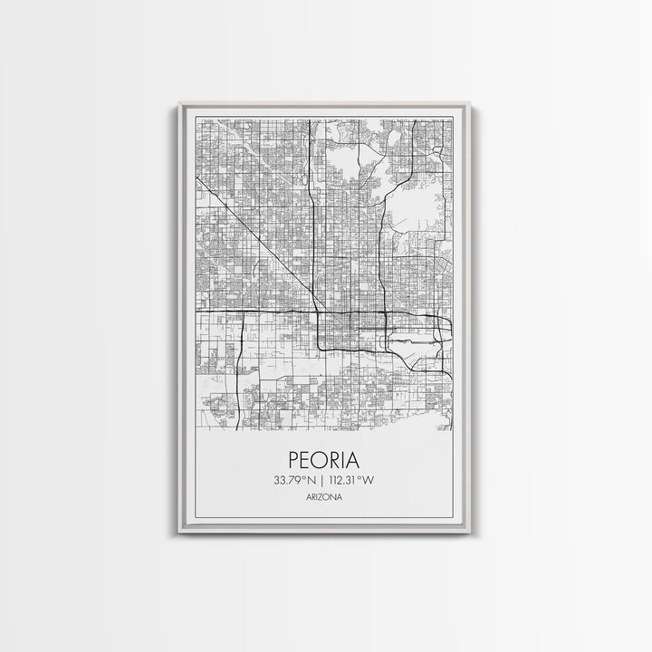 Peoria Street Map, Arizona Map, City Map Art, Minimalist Art, Wall Art, Canvas Print, Living Room Wall Art, Travel Gifts For Men, Travel Art