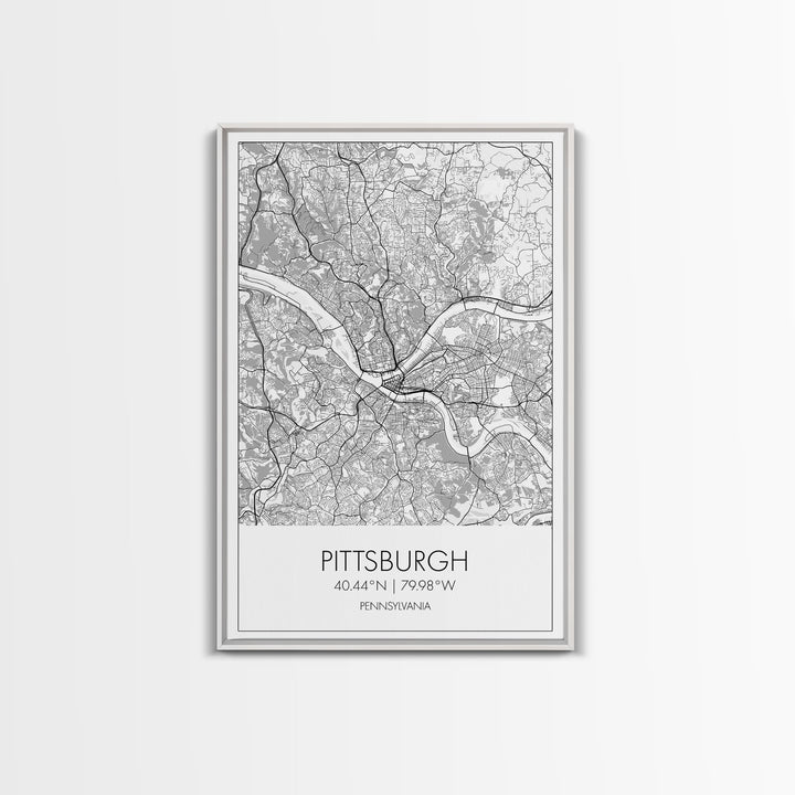 Pittsburgh Street Map, Pennsylvania Map, City Map Art, Minimalist Art, Wall Art, Canvas Print, Boys Room Wall Art, Aviation Gift, Travel Art