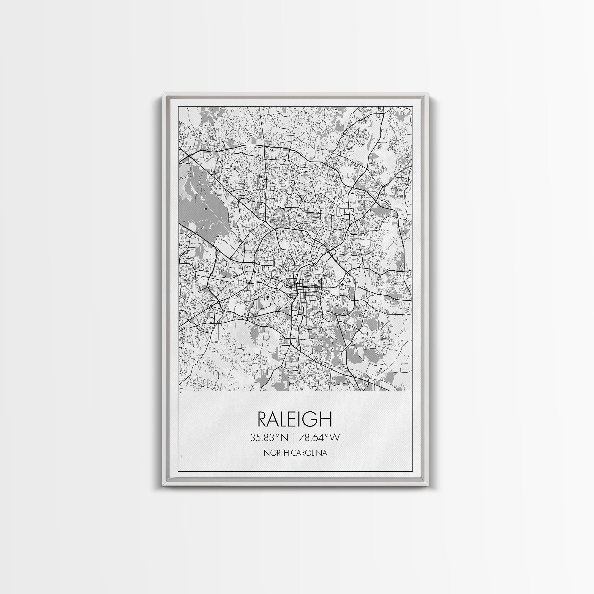 Raleigh Street Map, North Carolina Map, City Map Art, Minimalist Art, Wall Art, Canvas Print, Travel Lover Gift, Bedroom Wall Art