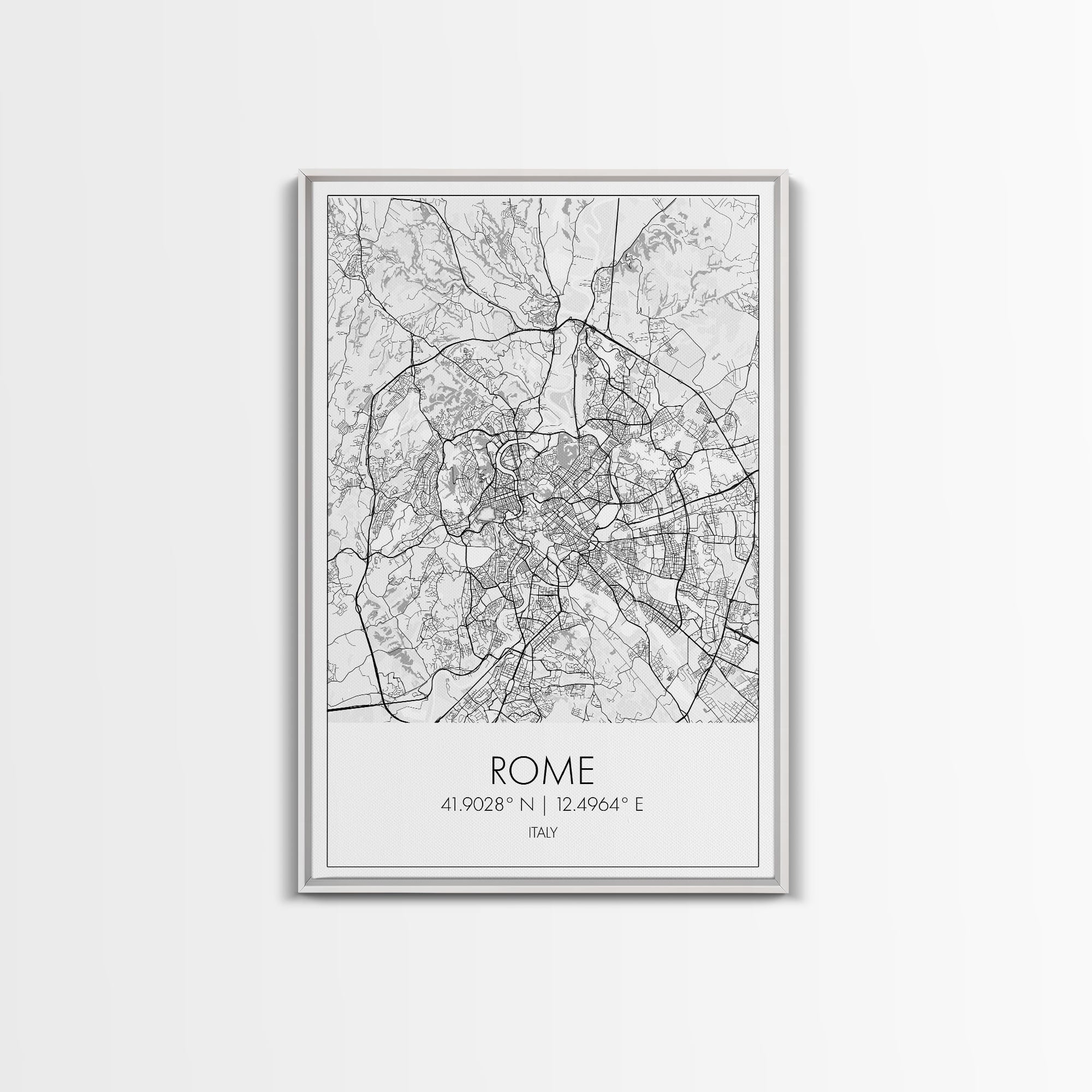 Rome Street Map, Italy Map, Europe City Map Art, Minimalist Art, Wall Art, Canvas Print, Girl Room Décor, Housewarming Gift, Travel Wall Art