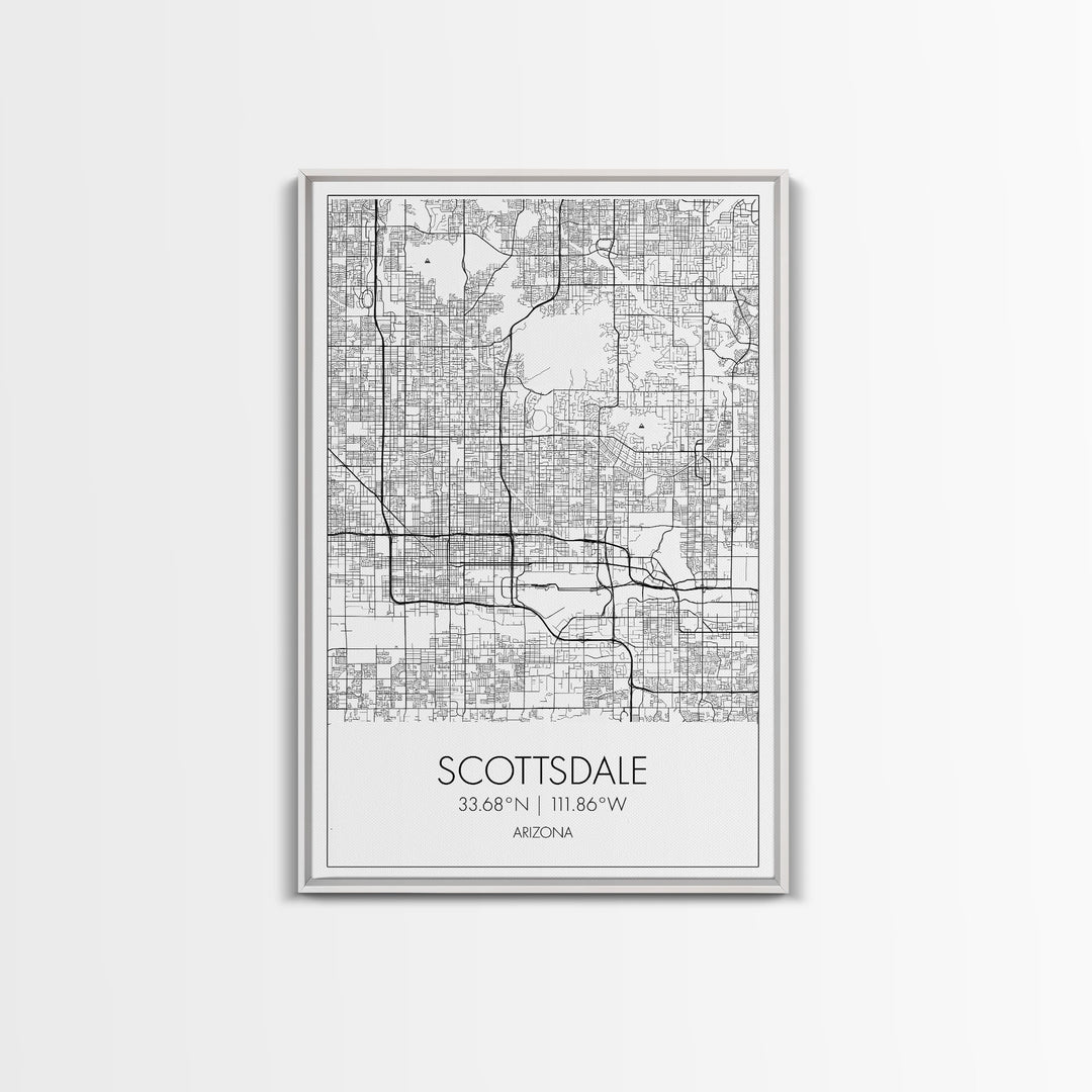 Scottsdale Street Map, Arizona Map, City Map Print, Minimalist Art, Wall Art, Canvas Print, Home Office Art, Gift For Her, Travel Wall Print