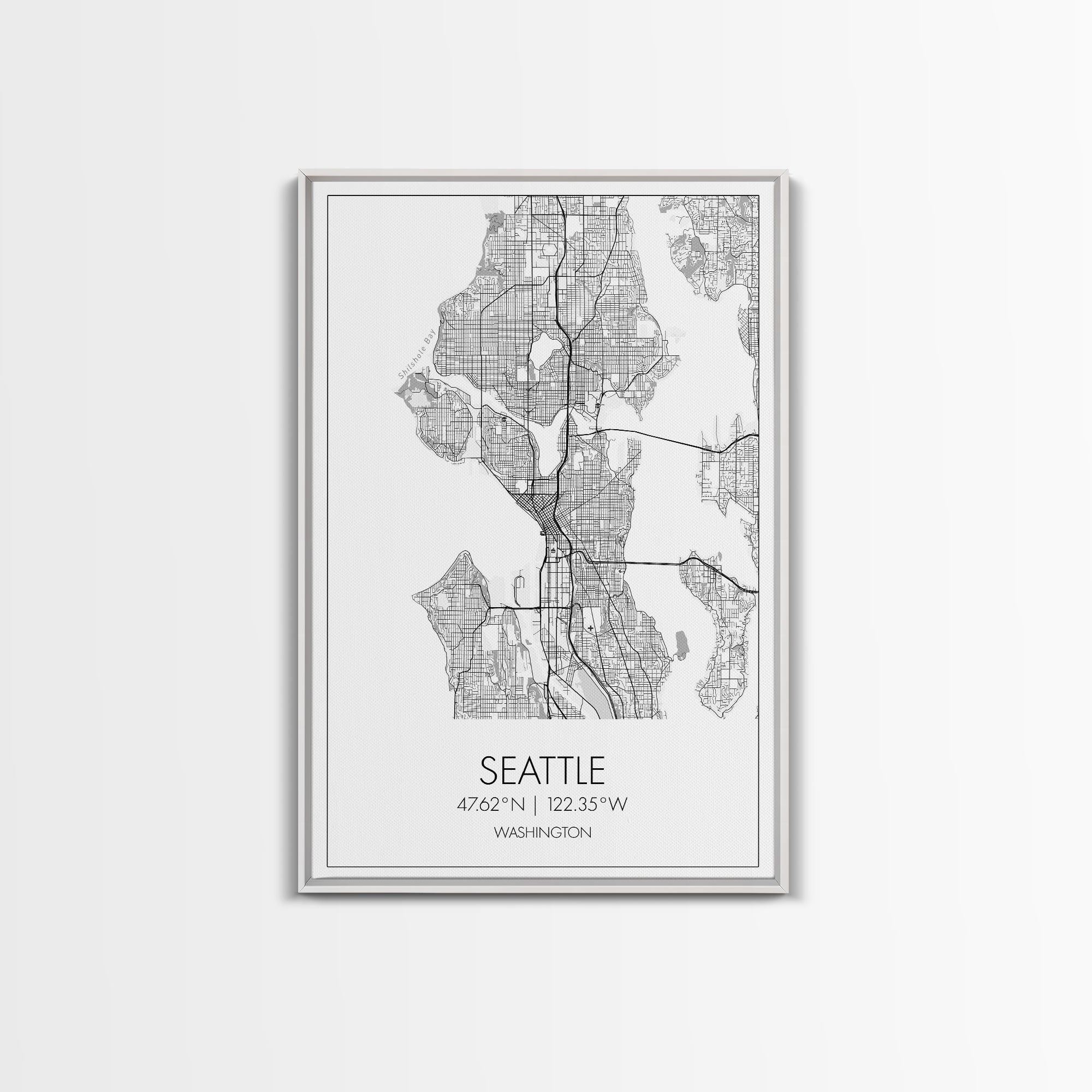 Seattle Street Map, Washington Map, City Map Print, Minimalist Art, Wall Art, Canvas Print, Unique Wall Décor, Anniversary Gift, Travel Art