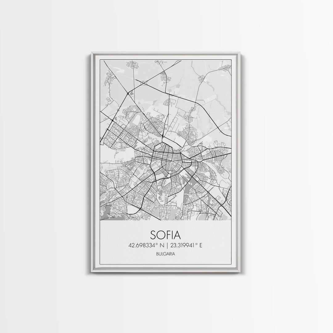 Sofia Street Map, Bulgaria Map, City Map Print, Minimalist Art, Wall Art, Canvas Print, Home Office Wall Art, Friend Gift, Travel Print