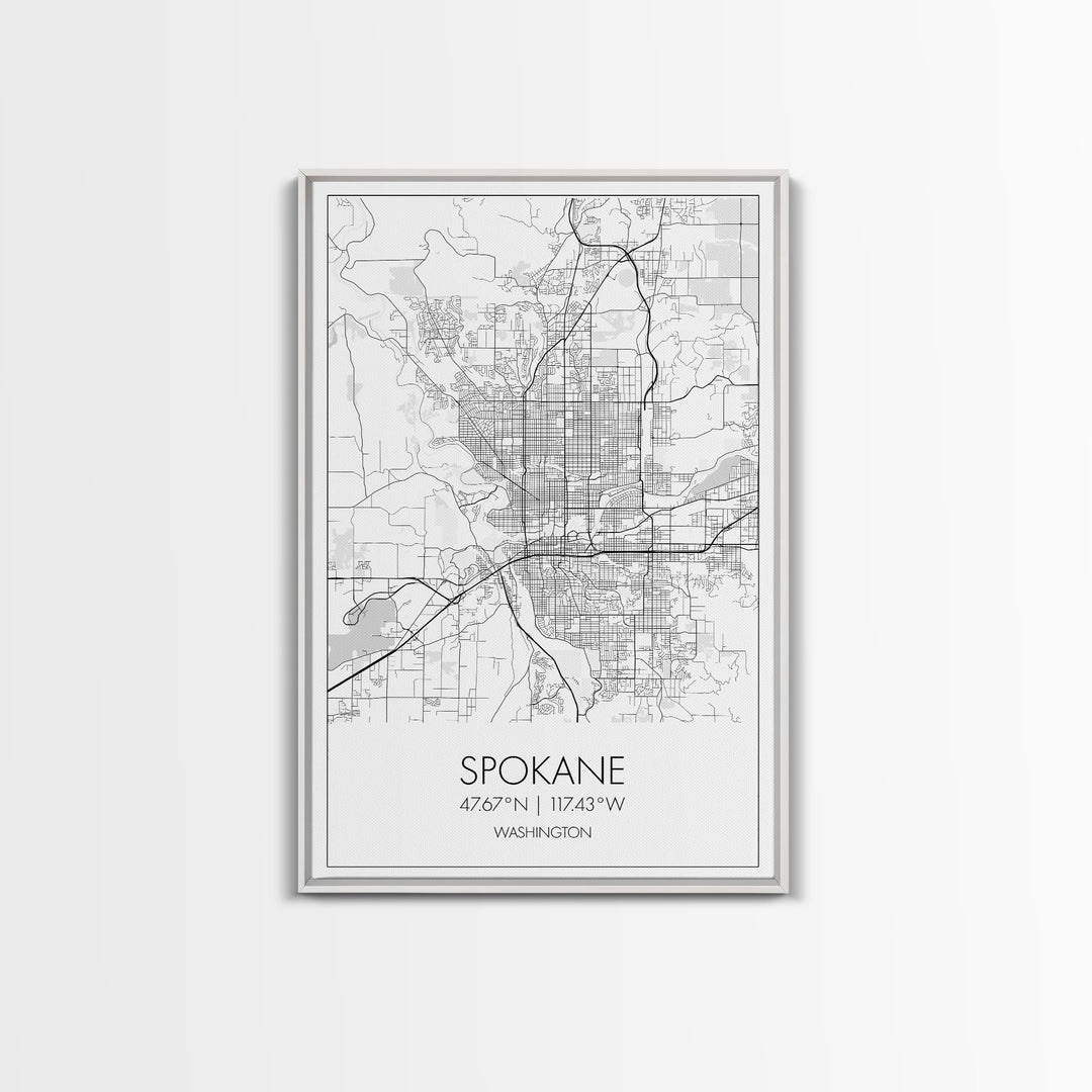 Spokane Street Map, Washington Map, City Map Print, Minimalist Art, Wall Art, Canvas Print, Living Room Wall Art, Pilot Gifts, Travel Décor