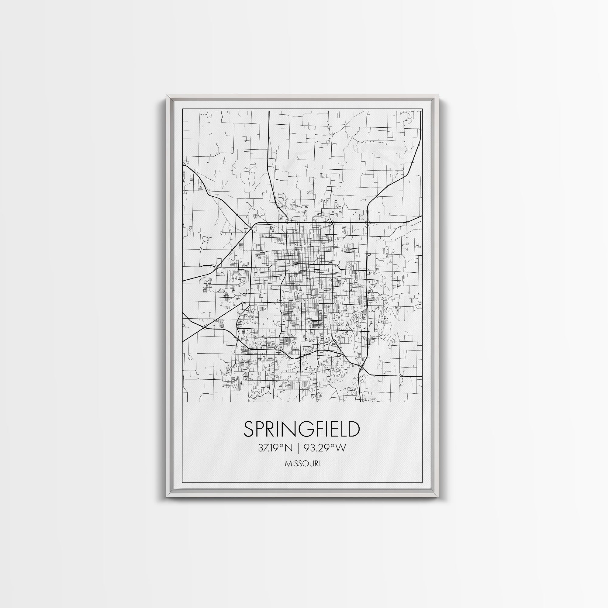 Springfield Street Map, Missouri Map, City Map Print, Modern Wall Art, Wall Art, Canvas Print, Bedroom Wall Décor, Gifts For Couple