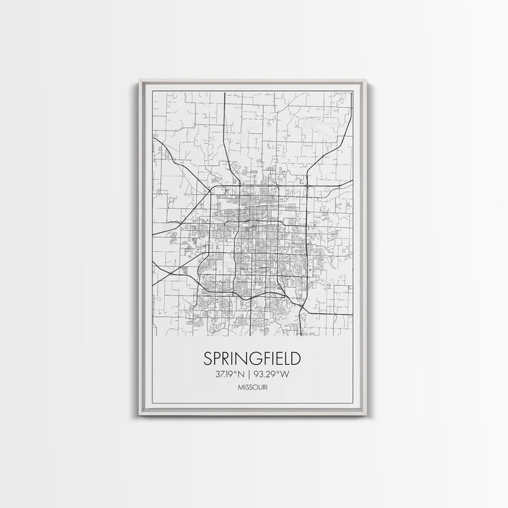 Springfield Street Map, Missouri Map, City Map Print, Modern Wall Art, Wall Art, Canvas Print, Bedroom Wall Décor, Gifts For Couple