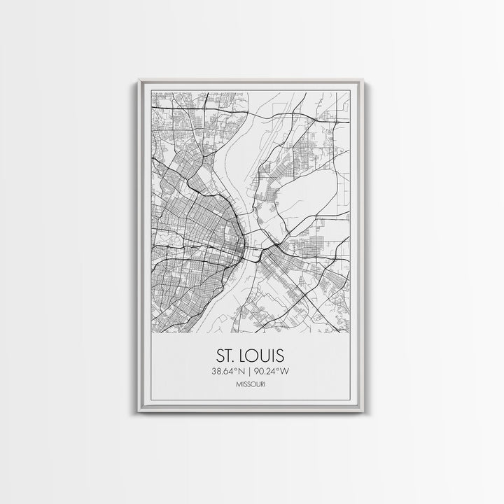 St Louis Street Map, Missouri Map, City Map Print, Modern Wall Art, Wall Art, Canvas Print, Dorm Room Décor, Travel Lover Gift, Travel Art