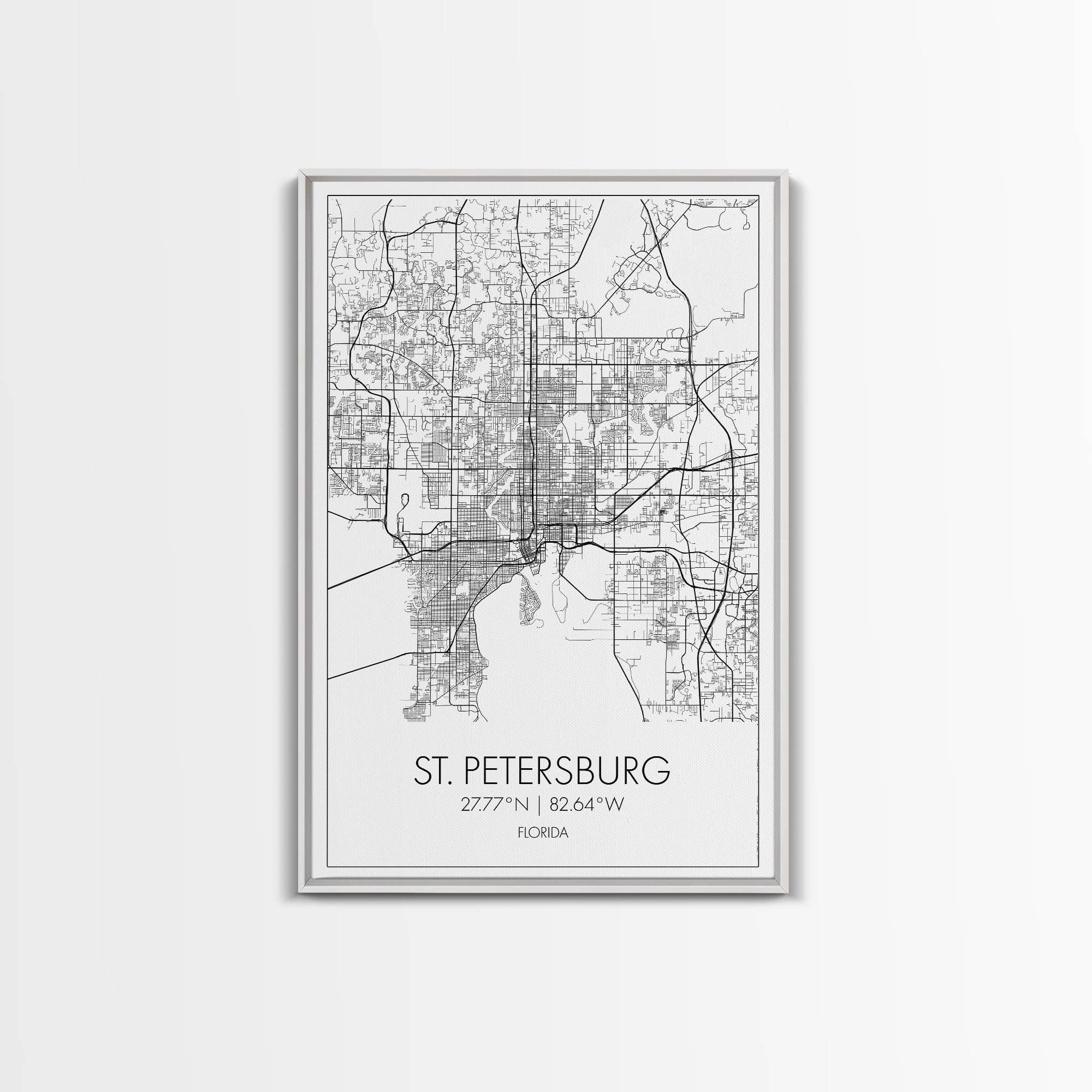 St Petersburg Street Map, Florida Map, City Map Print, Modern Wall Art, Wall Art, Canvas Print, Office Wall Art, Bon Voyage Gift, Travel Art