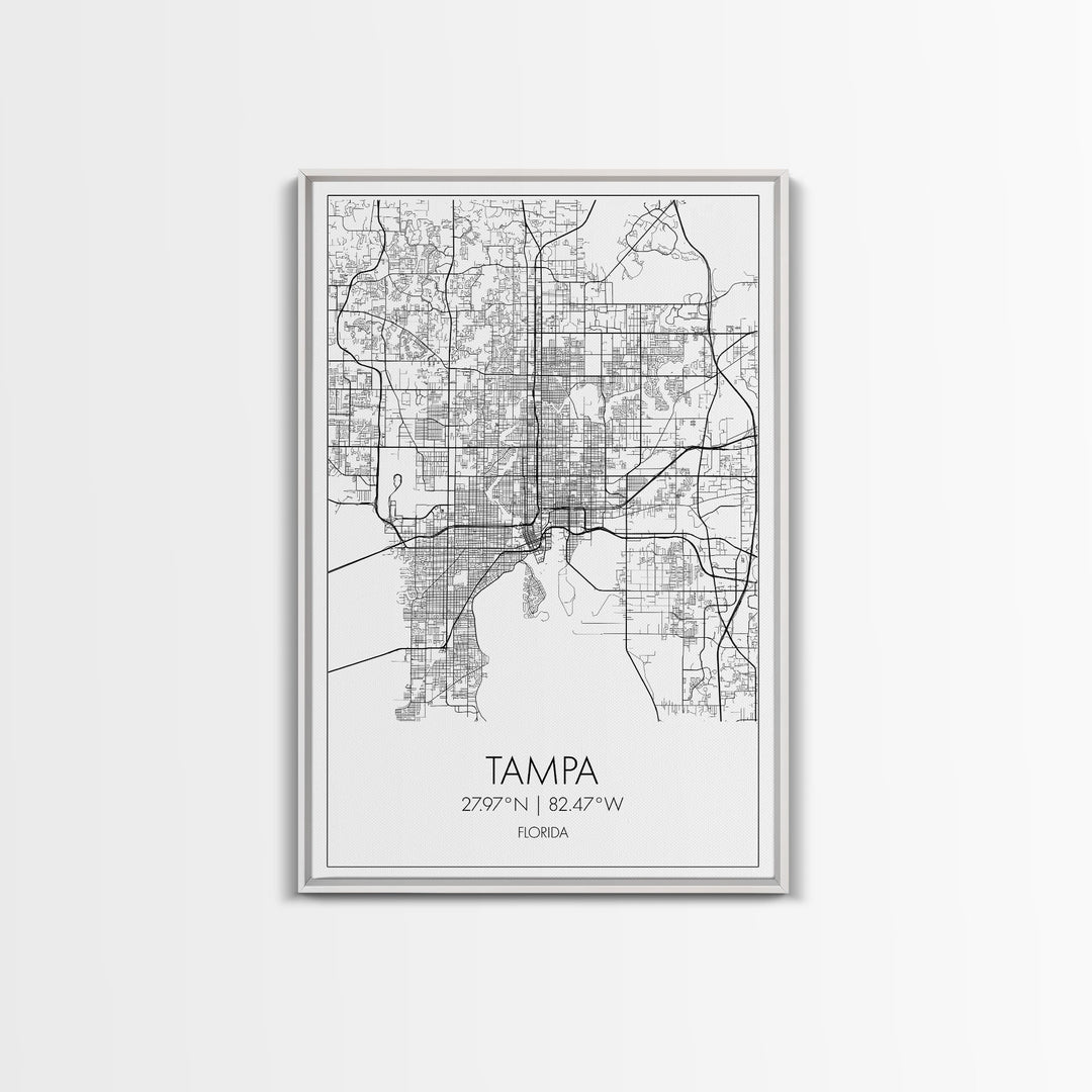 Tampa Street Map, Florida Map, City Map Print, Modern Wall Art, Wall Art, Canvas Print, Gift For Mom, Travel Wall Decor, Farmhouse Wall Art