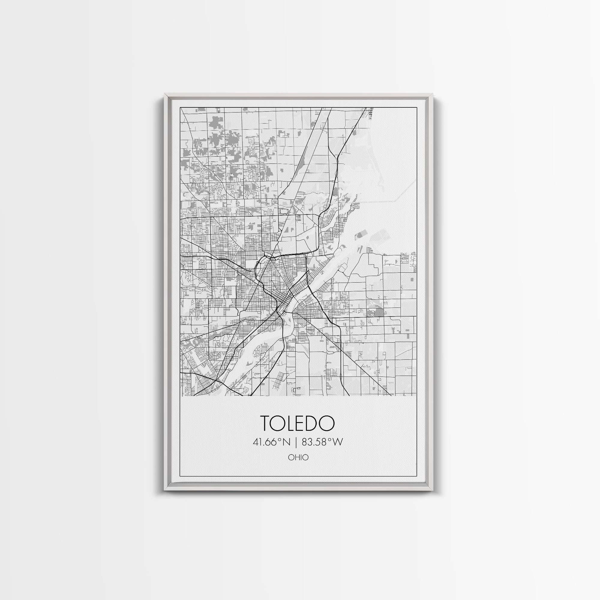 Toledo Street Map, Ohio Map, City Map Print, Modern Wall Art, Wall Art, Canvas Print, Unique Wall Décor, Graduation Gift, Travel Wall Art