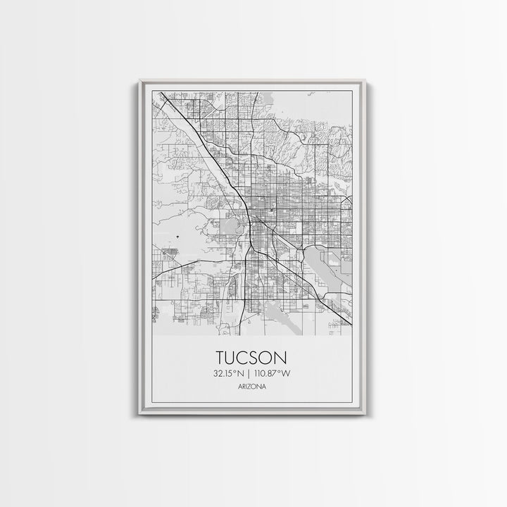 Tucson Street Map, Arizona Map, City Map Print, Modern Wall Art, Wall Art, Canvas Print, Minimal Wall Art, Family Gift, Travel Wall Décor