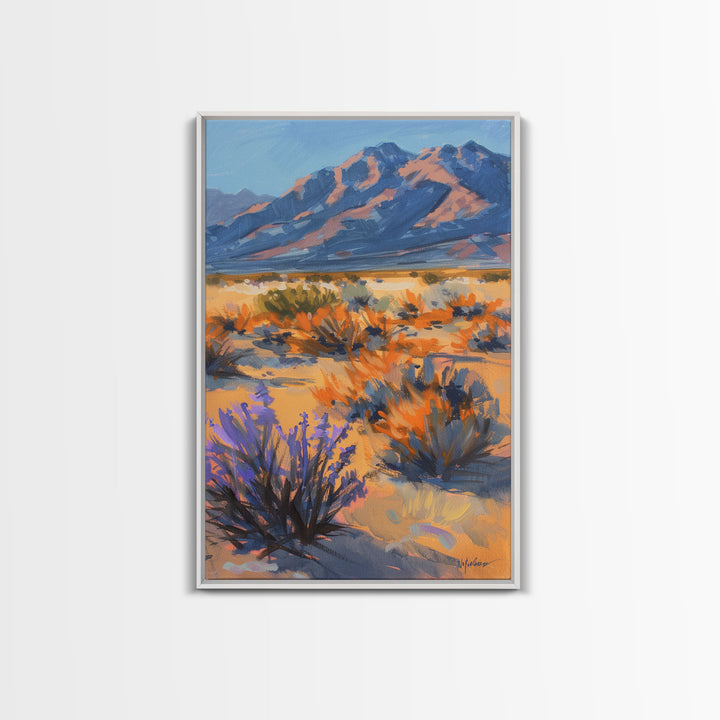 Majestic Desert Mountains and Vegetation, Scenic Wall Art for Living Room or Bedroom, Framed Canvas Print for Home Decor