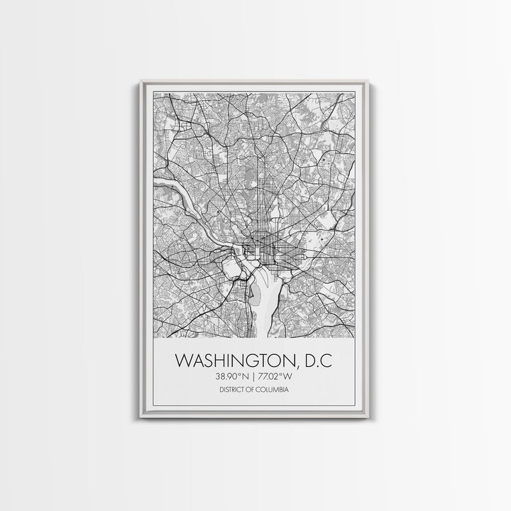 Washington DC Street Map, District Of Columbia Map, City Map Print, Minimalist Art, Wall Art, Canvas Print, Best Friend Gifts, Travel Art