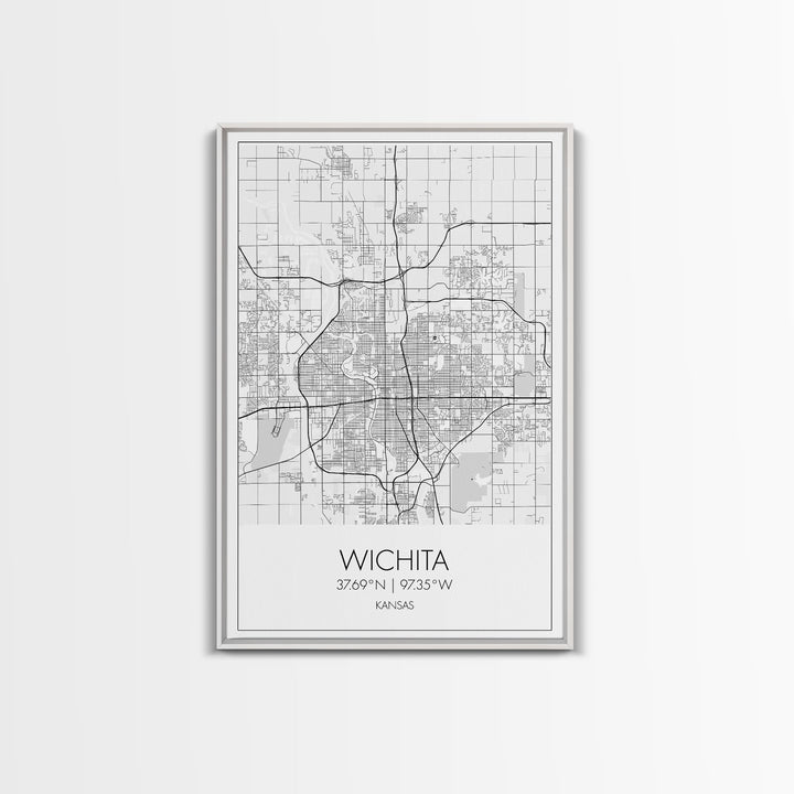 Wichita Street Map, Kansas Map, City Map Print, Minimalist Art, Wall Art, Canvas Print, Travel Wall Art, Gifts For Travelers, Canvas Art