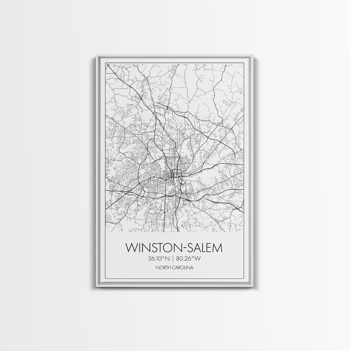 Winston Salem Street Map, North Carolina Map, City Map Print, Minimalist Art, Wall Art, Canvas Print, Modern Wall Art, Adventure Gifts