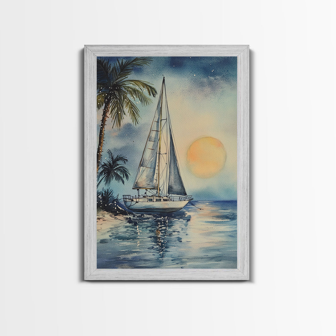 Sailboats In The Winter, Lake House Decor, Colorful Christmas Wall Art, Winter Decor, Holiday Art, Holiday Decor, Christmas handmade Art