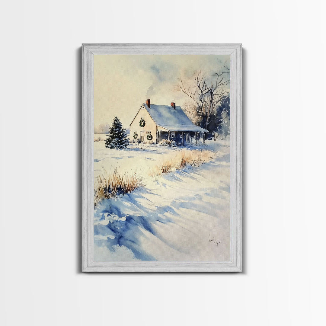 Farmhouse Christmas Decor, Wall Art, Retro Christmas Decor, Vintage Style Xmas Art for 2024, Modern Farmhouse Winter Landscape