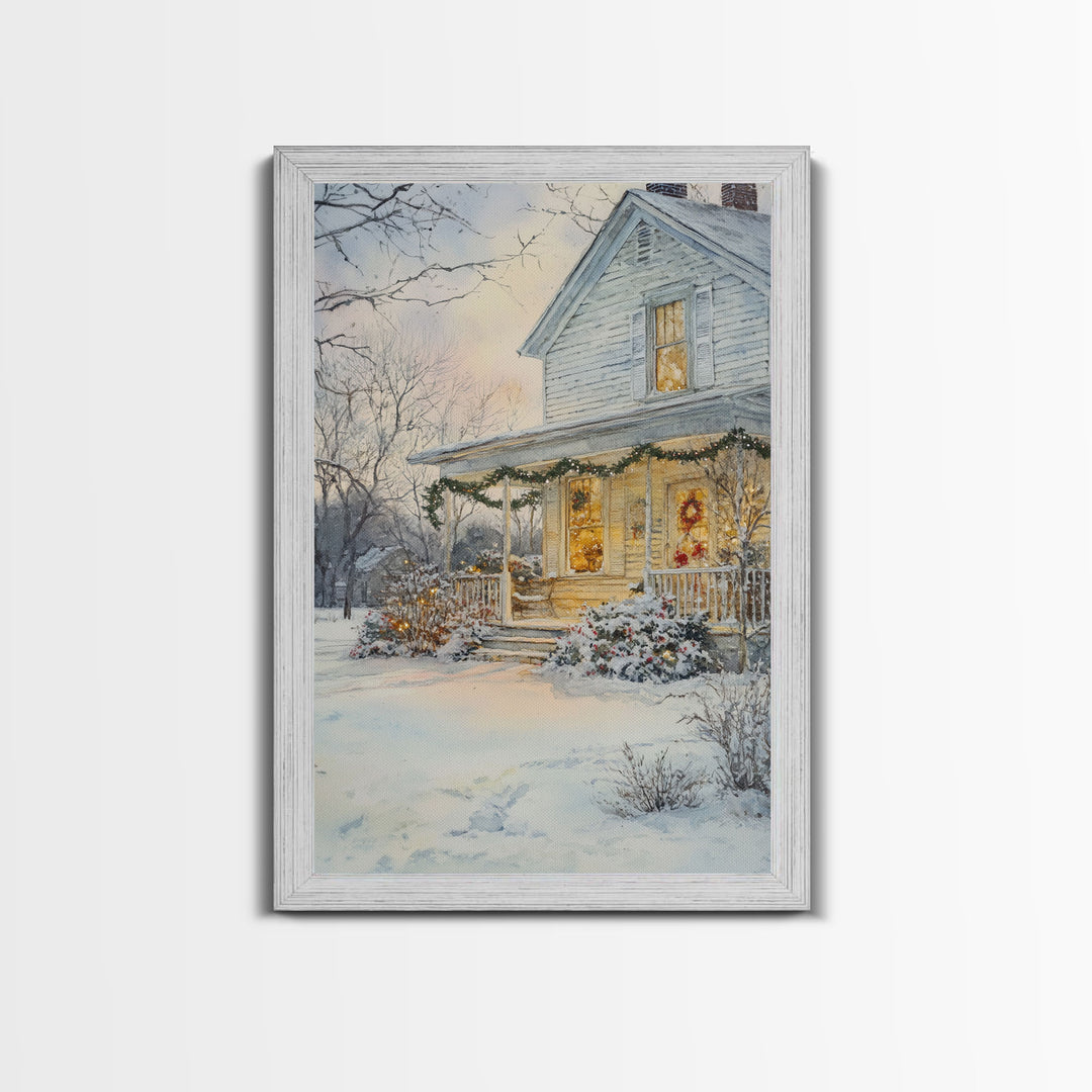 Farmhouse Christmas Decor, Wall Art, Retro Christmas Decor, Vintage Style Xmas Art for 2024, Modern Farmhouse Winter Landscape