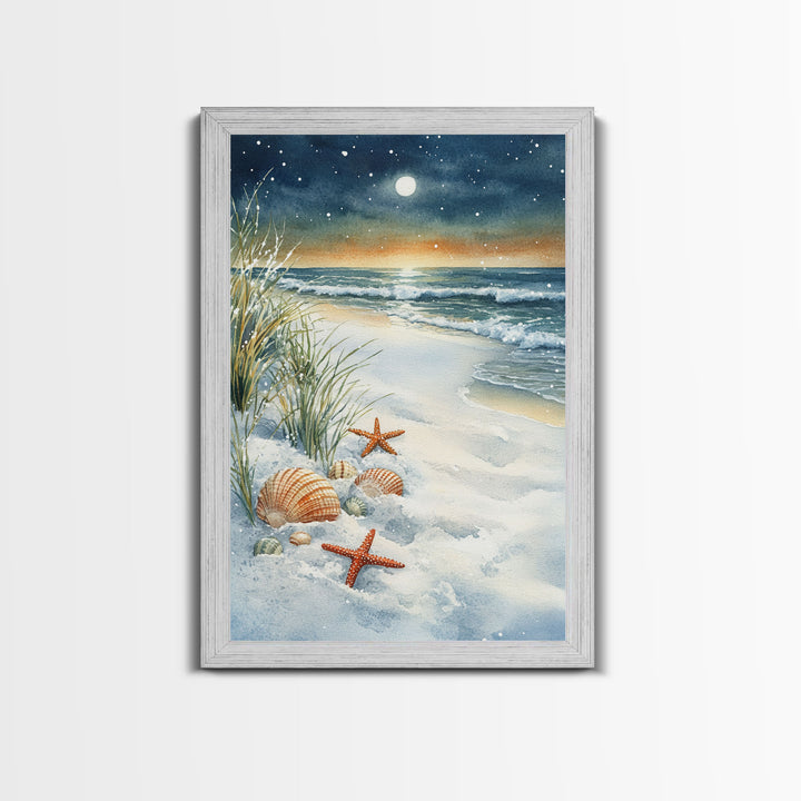 Canvas Print Of Christmas On The Beach, Trendy Christmas Art, Winter Art, Winter Art Print, Wood Framed Art