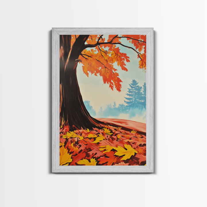 Framed Canvas Print of Vibrant Autumn Tree and Leaves, Seasonal Wall Art, Fall Decor, Gift Idea, Modern Farmhouse, Autumn Landscape Art