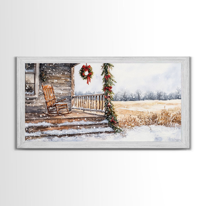 Rocking Chair in Winter - Christmas home decor, farmhouse Christmas decor, rustic Christmas decor Christmas door decor, Christmas decor wood