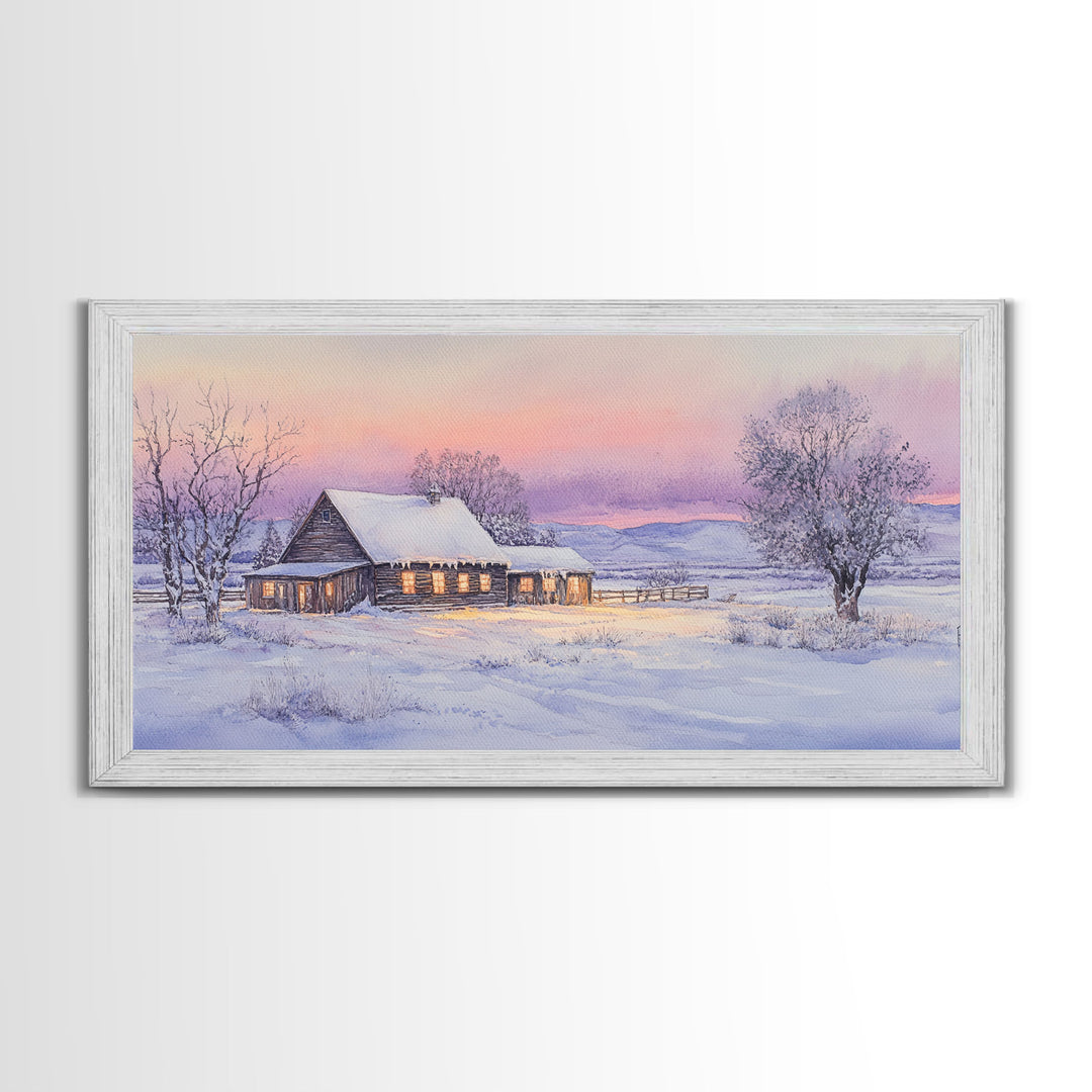 winter landscape art, canvas print, Christmas wall art, Christmas home decor, extra large Christmas decor, Christmas prints